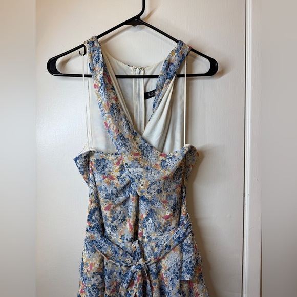 Lauren Ralph Lauren Floral Crinkle Georgette Halter Criss Cross Ruffle Dress 16 - Picture 4 of 16